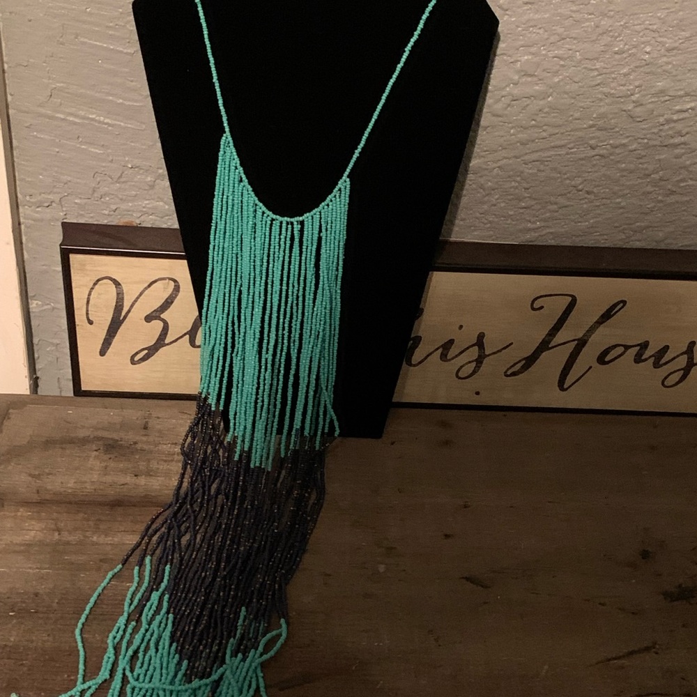 Teal and Black Statement Necklace